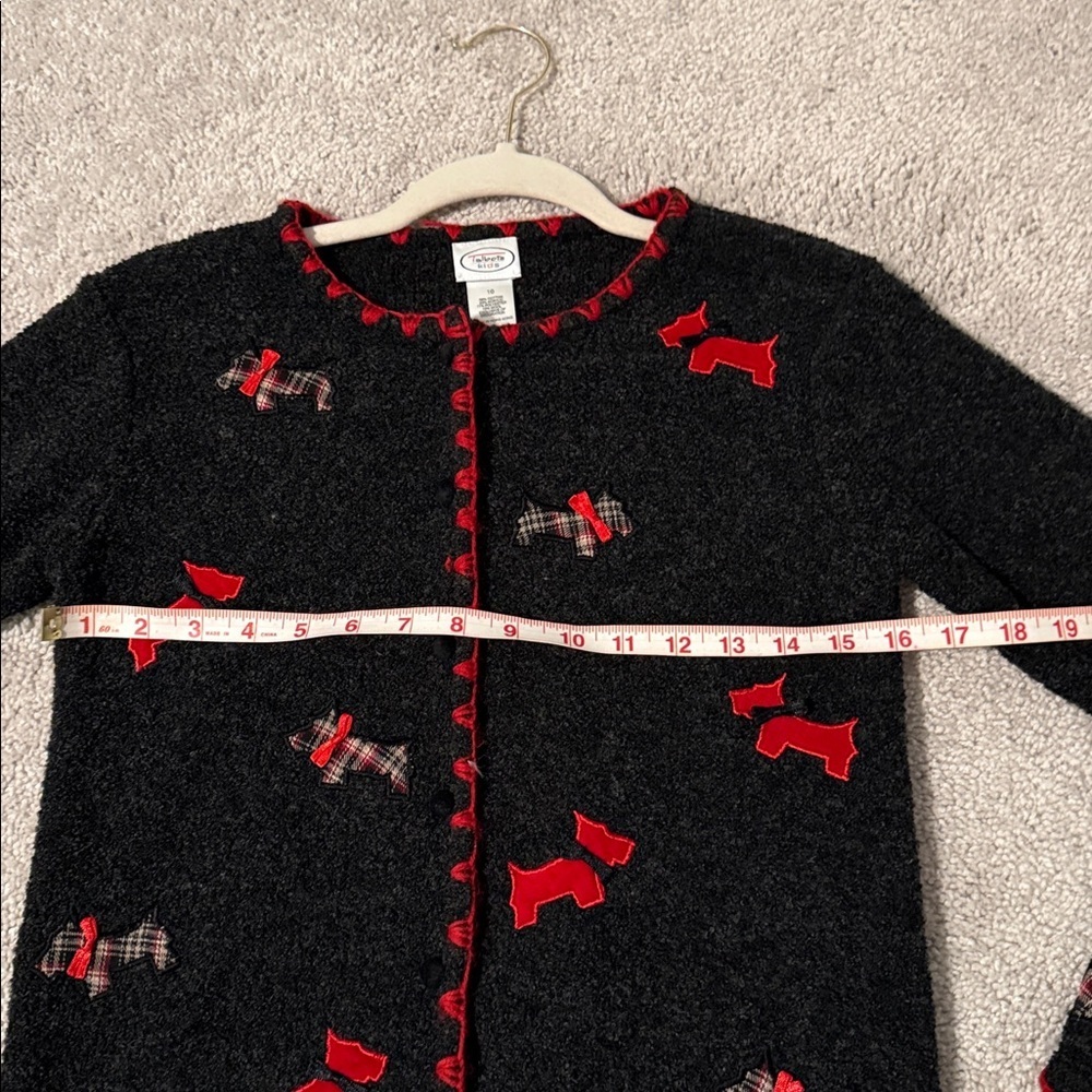 Talbots Kids Black Scottie Dog Button-Up Sweater – Size 10 - Picture 4 of 6